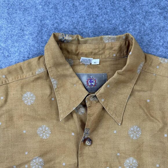 Vintage Territory Ahead Shirt Mens XL Brown Lyocell Hawaiian Button Front 90s - Picture 4 of 10